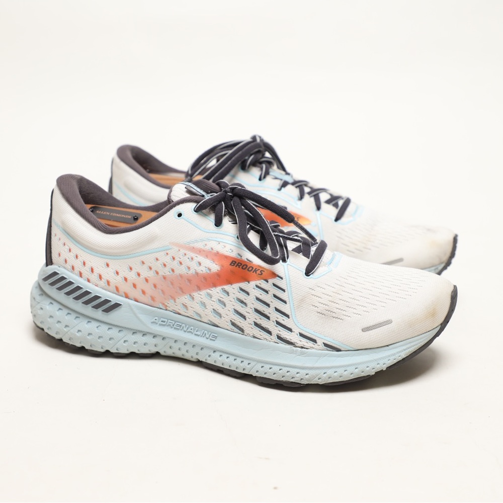 Brooks Womens Adrenaline GTS 21 White Blue Running Shoes Sneaker Size 10 B